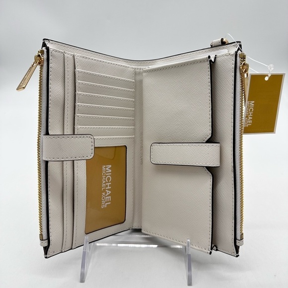 Michael Kors Large Double Zip Wallet Wristlet White - Picture 7 of 11